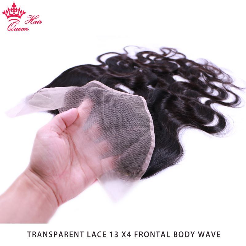 Photo de Queen Hair Products Body Wave Transparent Lace Frontal Closure 13x4 Brazilian Virgin Hair Natural Color 100% Human Hair