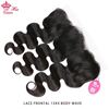 Picture of Queen Hair Products Body Wave Transparent Lace Frontal Closure 13x4 Brazilian Virgin Hair Natural Color 100% Human Hair