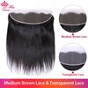 Photo de Queen Hair Products Brazilian Virgin Straight 13x4 Transparent Lace Frontal Closure 100% Human Hair Medium Brown Swiss Lace