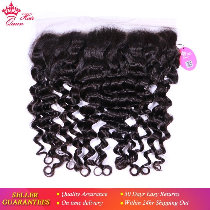 Photo de Queen Hair Product Swiss Lace Frontal Closure Ear to Ear 13"x4" Brazilian Virgin Hair Natural Wave 100% Human Hair Natural Color