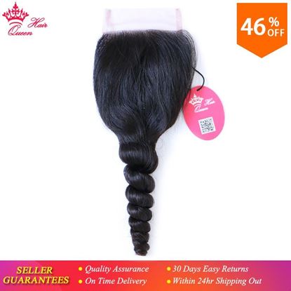 Photo de Queen Hair Products Brazilian Virgin Hair Swiss Lace Closure Loose Wave 100% Human Hair 4X4 Free Shipping