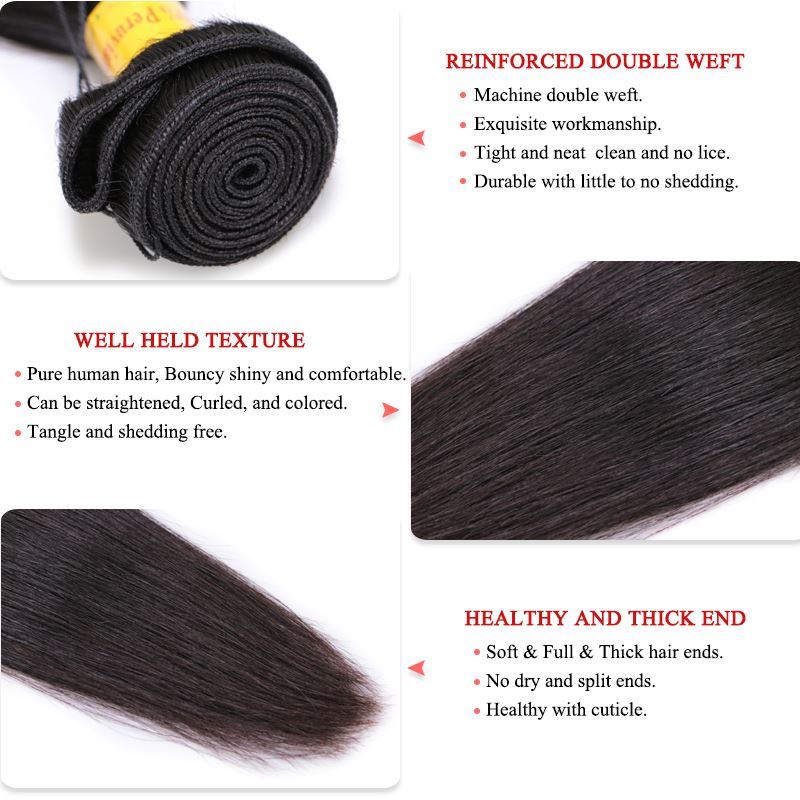 Photo de Peruvian Virgin Straight Hair Weaving Natural Color 100% Unprocessed Human Hair Weft Bundles Deal Free Shipping Queen Hair