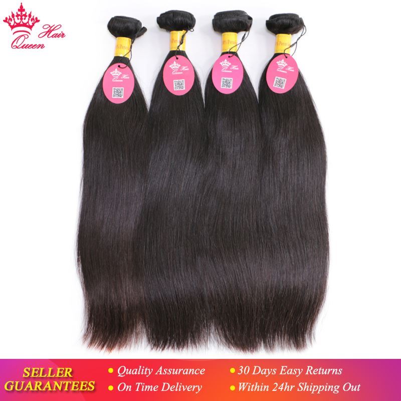 Photo de Queen Hair Products Peruvian Virgin Straight Hair 4pcs/lot 100% Human Hair Weaves Bundles Unprocessed Hair Weft Shipping Free