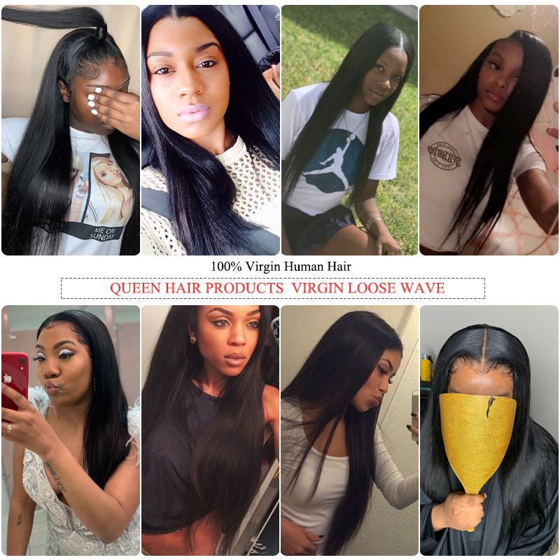 Picture of Queen Hair Products Peruvian Virgin Straight Hair 4pcs/lot 100% Human Hair Weaves Bundles Unprocessed Hair Weft Shipping Free