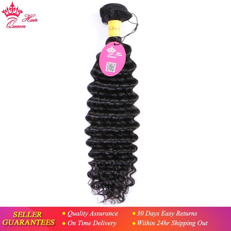 Picture of Queen Hair Products Peruvian Deep Wave Hair Bundles 100% Human Hair Weave Bundles Deal Natural Color Drawn Raw Virgin Vendors