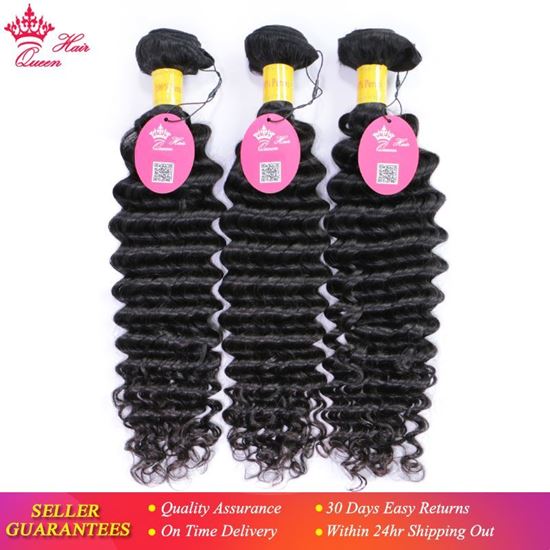 Photo de Queen Hair Products Peruvian Deep Wave Hair Bundles 100% Human Hair Weave Bundles Deal Virgin Hair Natural Color Free Shipping