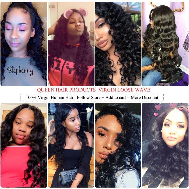 Picture of Queen Hair Loose Wave Peruvian Virgin Human Hair Weave 1/3 Pcs Wefts Natural Color Unprocessed Hair Bundles Waving Free Shipping