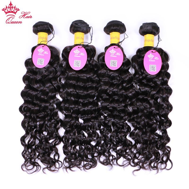 Picture of Queen Hair Products Peruvian Virgin Hair Water Wave 100% Human Hair Bundles Natural Color Can buy 1/3 Free Shipping