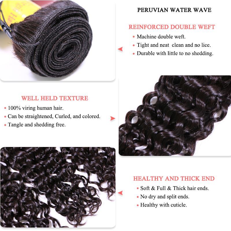 Photo de Queen Hair Products Peruvian Virgin Hair Water Wave 100% Human Hair Bundles Natural Color Can buy 1/3 Free Shipping