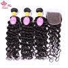 Picture of Queen Hair Water Wave Hair Bundles with Closure 100% Virgin Human Hair Bundles with Lace Closure Peruvian Hair Weave Bundles