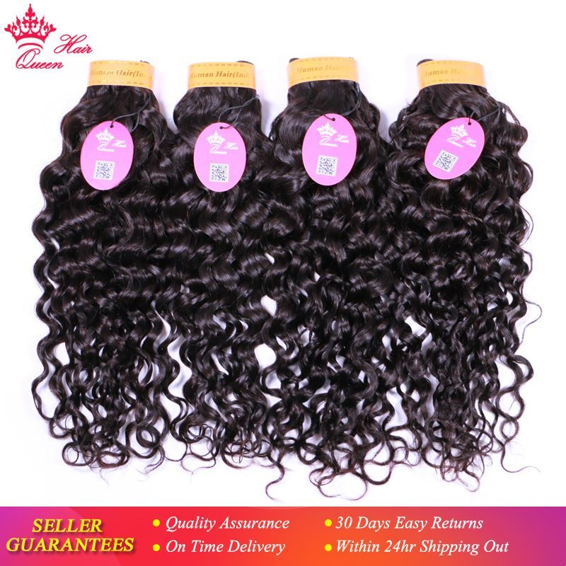 Photo de Queen Hair Products Indian Water Wave Hair Bundles 100% Human Hair Weaving 4 Bundle Deals Hair Extensions Natural Color 1B