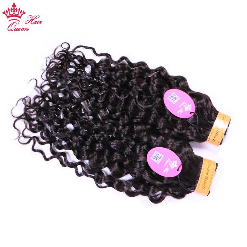 Picture of Queen Hair Products Indian Water Wave Hair Bundles 100% Human Hair Weaving 4 Bundle Deals Hair Extensions Natural Color 1B
