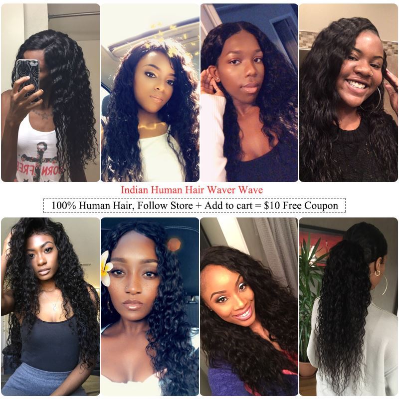 Photo de Queen Hair Products Indian Water Wave Hair Bundles 100% Human Hair Weaving 4 Bundle Deals Hair Extensions Natural Color 1B