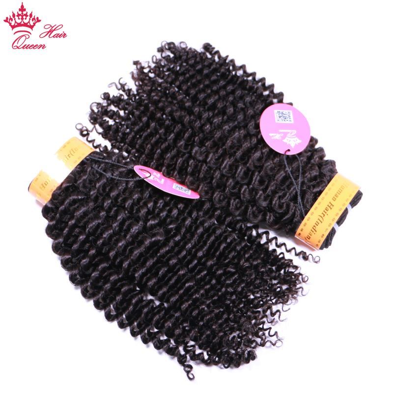 Photo de Queen Hair Extension 100% Human Hair Weave Bundles With Closure Indian 3 pcs Kinky Curly Bundles With Lace Closure