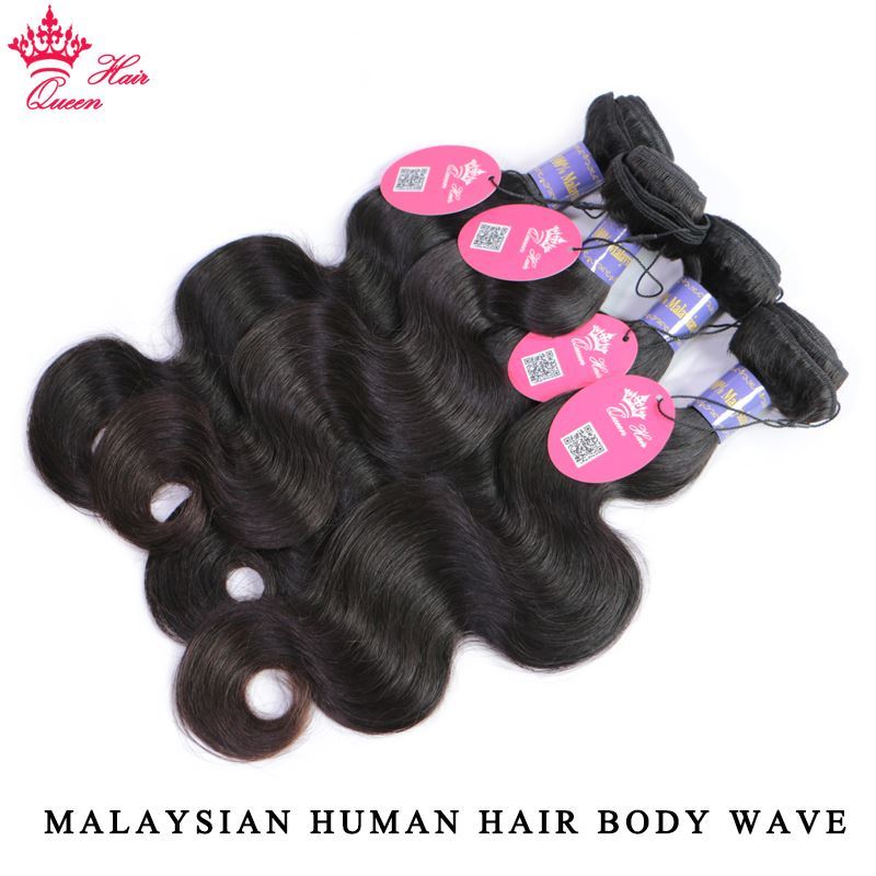 Picture of Queen Hair Malaysian Body Wave With Closure 3 Bundles & 4x4 Lace Closure 4 Pcs/Lot Virgin Human Hair Weave Bundles With Closure