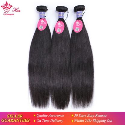 Photo de Queen Hair Products Malaysian Virgin Straight Hair 100% Human Hair Extension Natural Color Bundles Deal DHL Free Shipping
