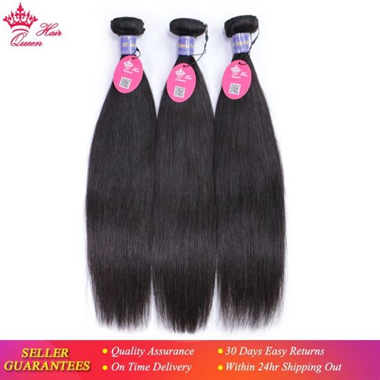 Picture of Queen Hair Products Malaysian Virgin Straight Hair 100% Human Hair Extension Natural Color Bundles Deal DHL Free Shipping