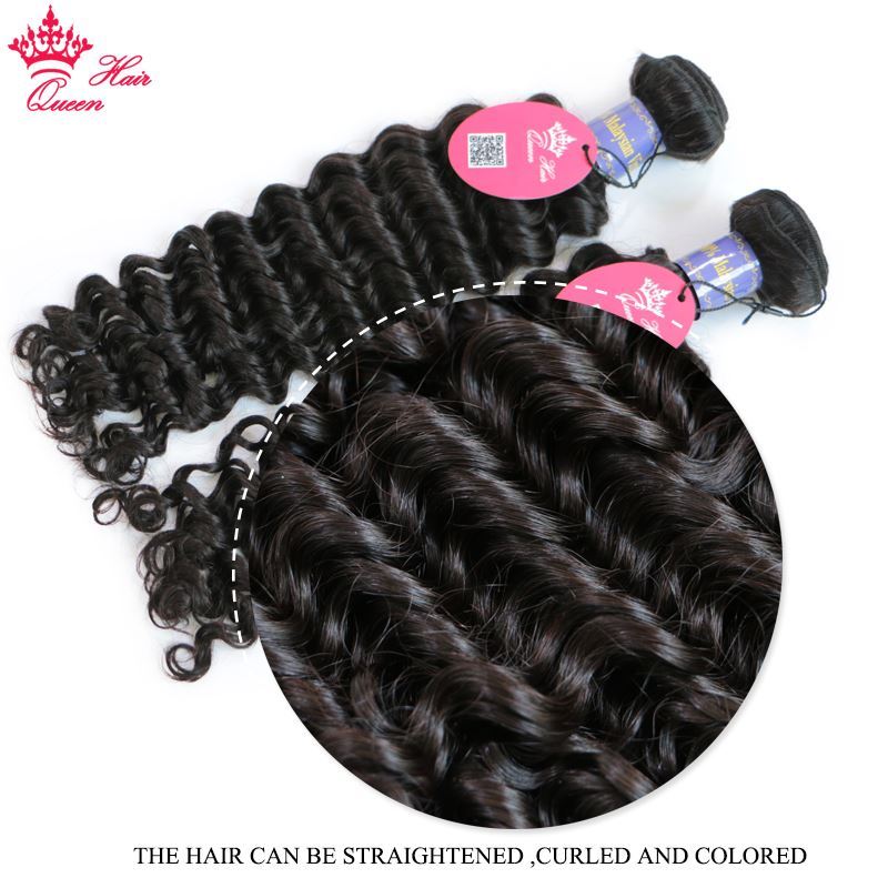 Photo de Queen Hair Company 100% Human Hair 4 Bundles Malaysian Deep Wave Natural Color 10-28 inch Weave Virgin Hair Free Shipping