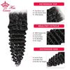 Picture of Queen Hair 3 Bundles Malaysian Deep Wave Hair with Lace Closure 4pcs Virgin Hair Deep Curly Wave Human Hair Bundles With Closure