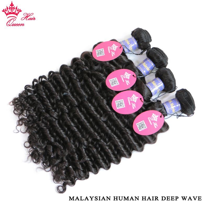 Photo de Queen Hair 3 Bundles Malaysian Deep Wave Hair with Lace Closure 4pcs Virgin Hair Deep Curly Wave Human Hair Bundles With Closure