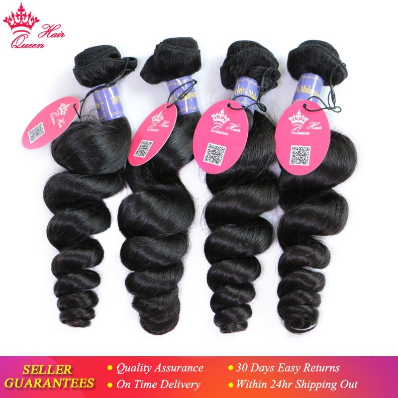 Picture of Queen Hair Products Malaysian Loose Wave Hair Bundle Natural Color 1B  10" to 28" 100% Virgin Human Hair Weave Can Be Dyed