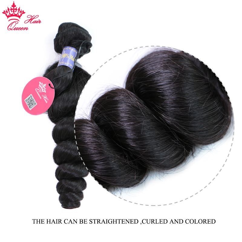 Picture of Malaysian Loose Wave 3 Bundles With Closure Human Hair Bundles With Lace Closure Hair Natural Color 1B Queen Hair Co., Ltd