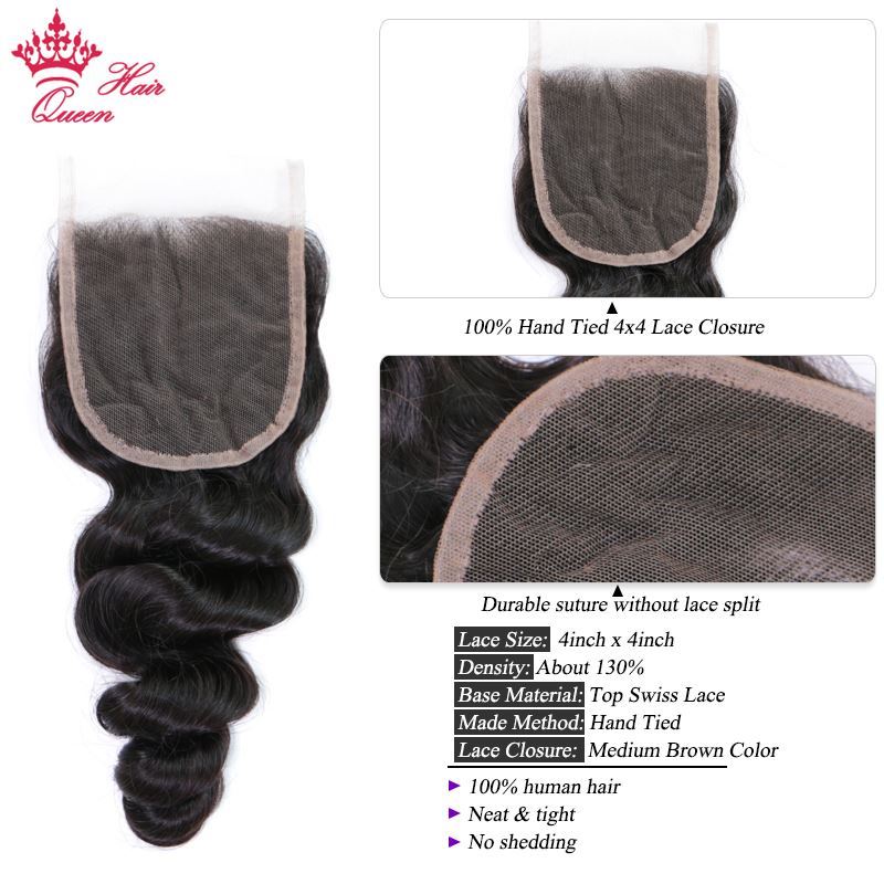 Photo de Malaysian Loose Wave 3 Bundles With Closure Human Hair Bundles With Lace Closure Hair Natural Color 1B Queen Hair Co., Ltd