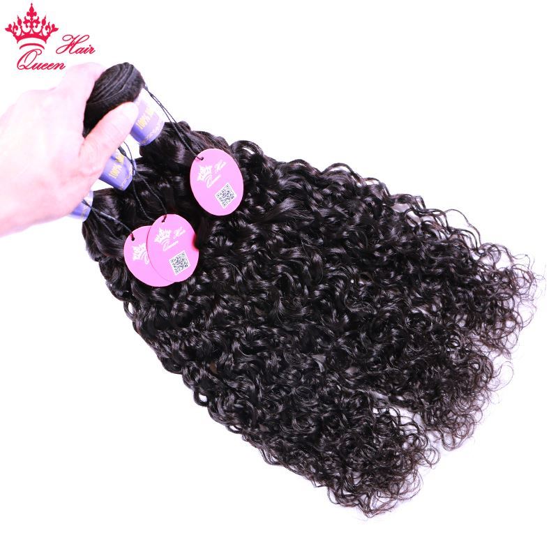 Photo de Queen Hair Products Malaysian Water Wave Bundles 100% Virign Human Hair 4 Bundles Natural Color Double Weft Weave Extensions